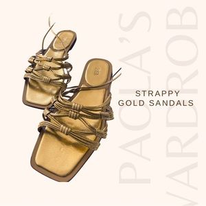 Tied strappy low heeled sandals